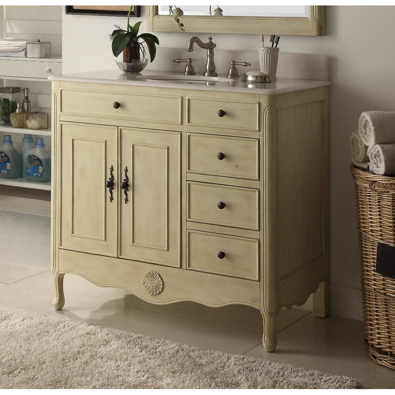 Ensemble de meuble-lavabo simple 38 po Medina, Patiné crème