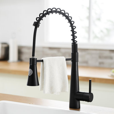 Robinet de cuisine noir élégant avec bec rétractable - remplissage en céramique de conception moderne pour une performance durable