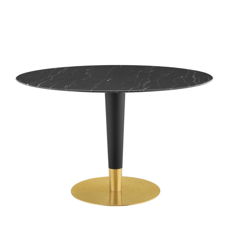 Table de salle à manger Zinque, Marbre noir, l 47 po x L 47 po