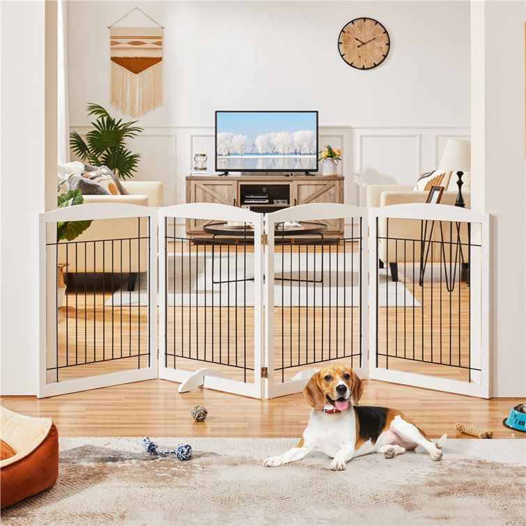 31.5 Inch Height Pet Gate With Wood And Wire, 4-Panel
