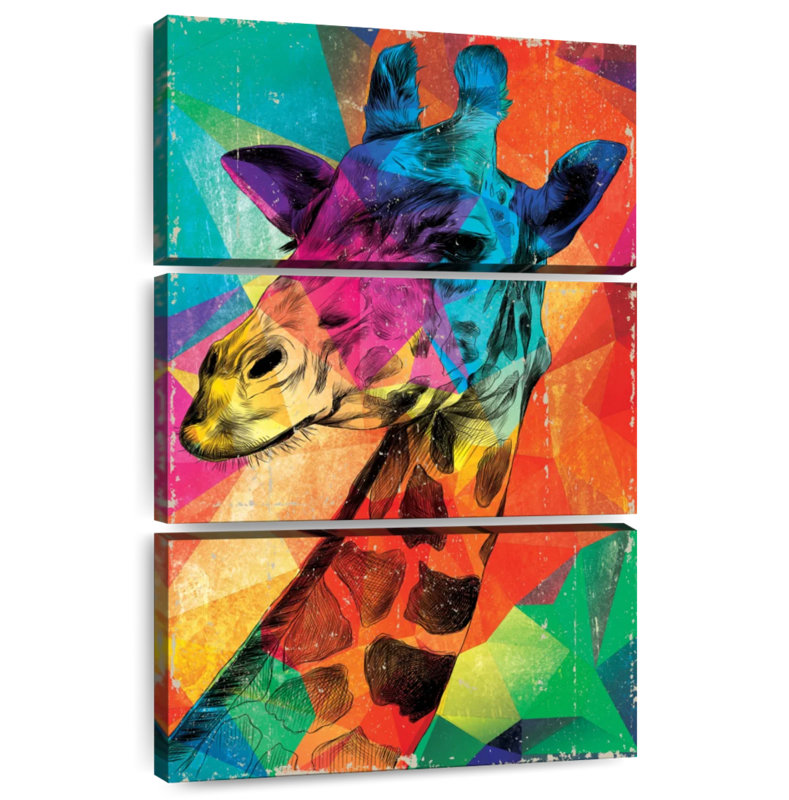 Brampt Giraffe On Geometric Colors, 74" H x 48" W