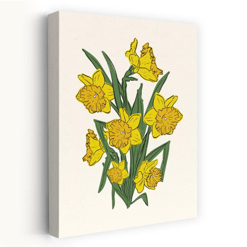 Jaune vif, jonquilles jonquilles, art mural nature, H 48 po x l 32 po