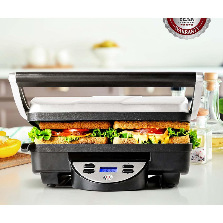 OVENTE 3 in 1 Electric Sandwich Maker, Panini Press Grill, Non-Stick  Plates, New- Black GPI302B 