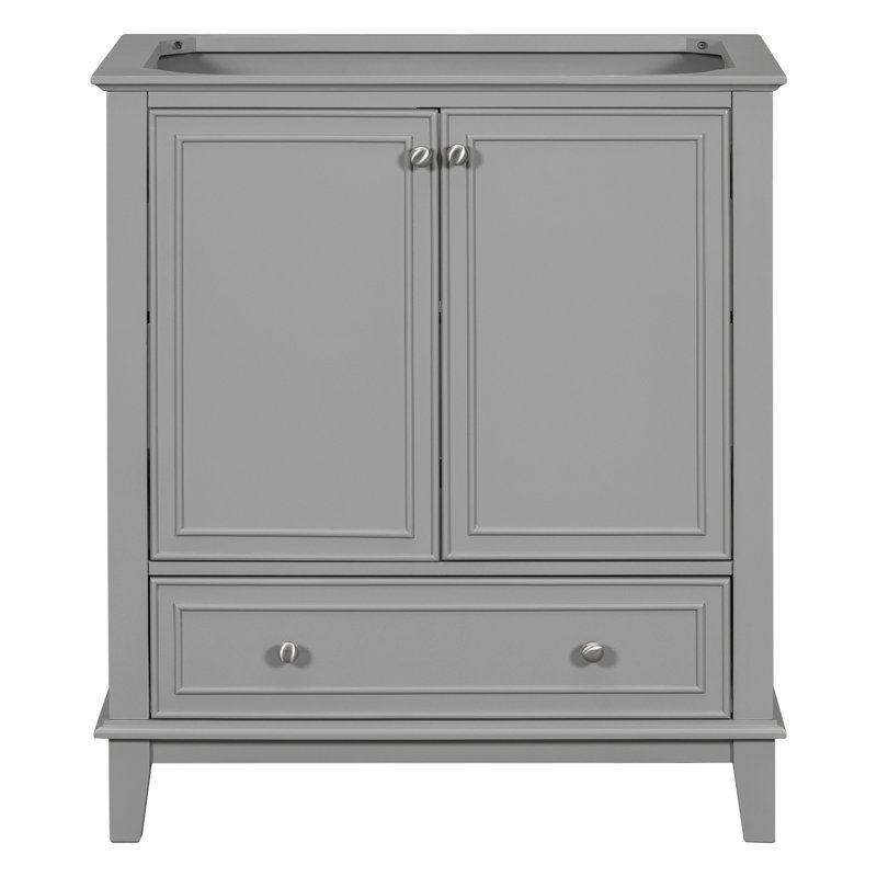 Meuble-lavabo 30 po sans lavabo, base seulement, armoire de salle de bain multifonctionnelle avec portes et tiroir, structure solide et panneau en bois aggloméré