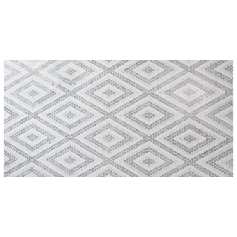 Juno Diamond 1" Hexagon Polished Marble Mosaic Tile, Gray/White