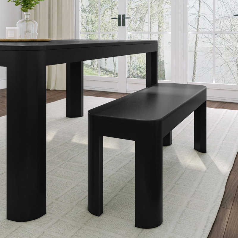 Banc en bois massif Carrielynn, Noir