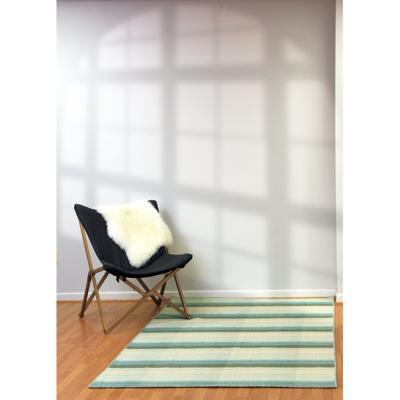 Tapis vert en laine / coton tissé à la main Pickering, Rectangle 4 pi x 6 pi
