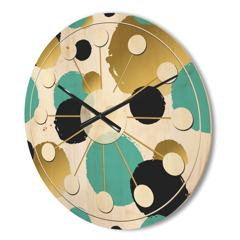 Or et cercles bleus - horloge murale Mid-Century, Moyenne
