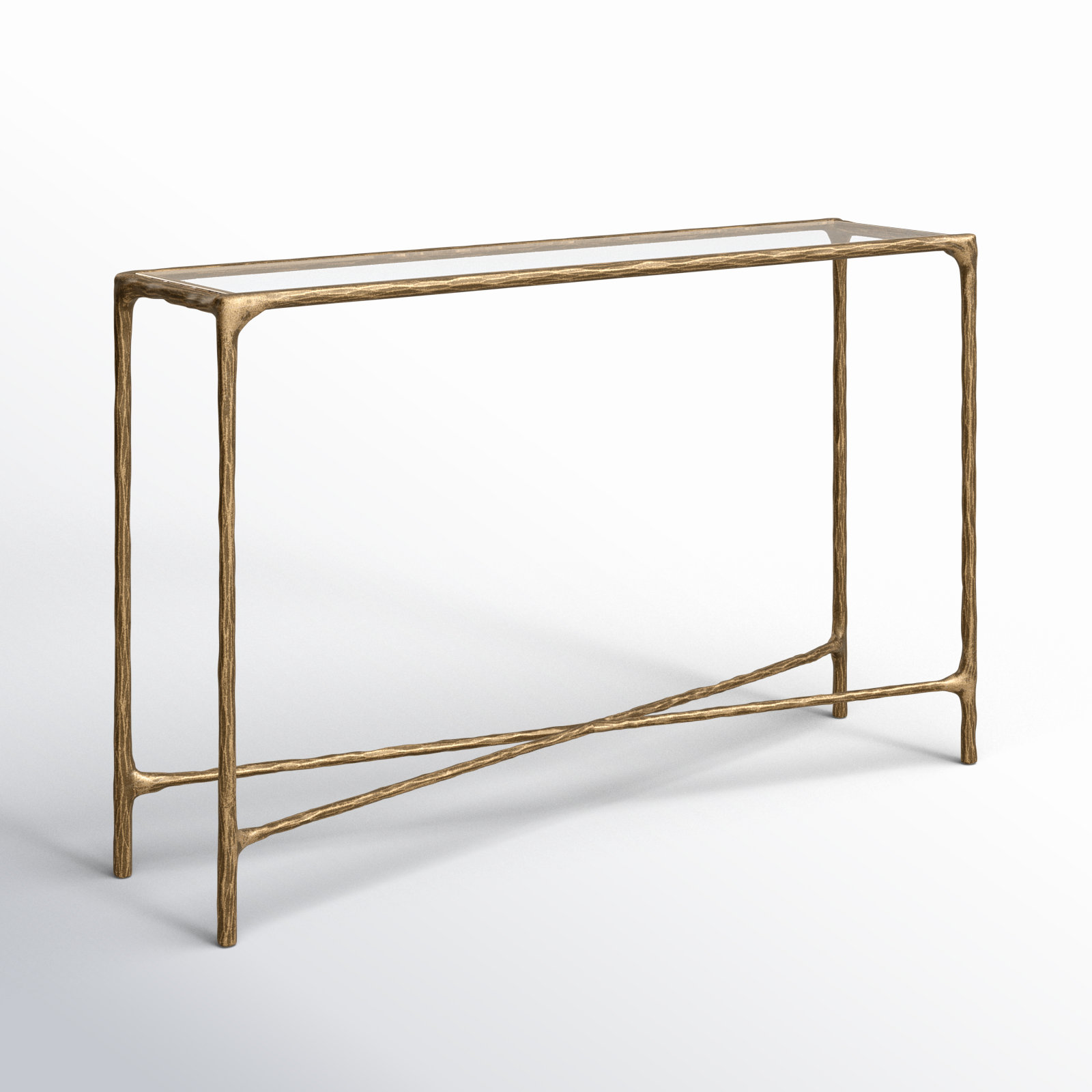 Evelynn 48'' Console Table, Brass, Clear