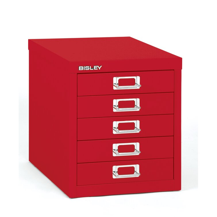 Bisley 5-Drawer Steel Cabinet, 13H x 11W x 15D, Fuchsia