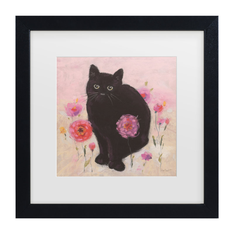 «Nina the Cat 02» par Lisa Audit - reproduction d'art sur toile encadrée, Blanc, H 13 po x l 13 po x P 0,75 po, Cadre noir
