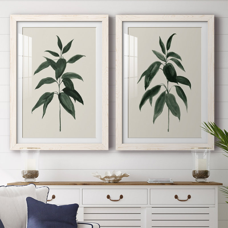 «Soft Greenery I-Premium», reproduction encadrée prête à être accrochée, Blanc, H 31,5 po x l 88 po x P 1,5 po