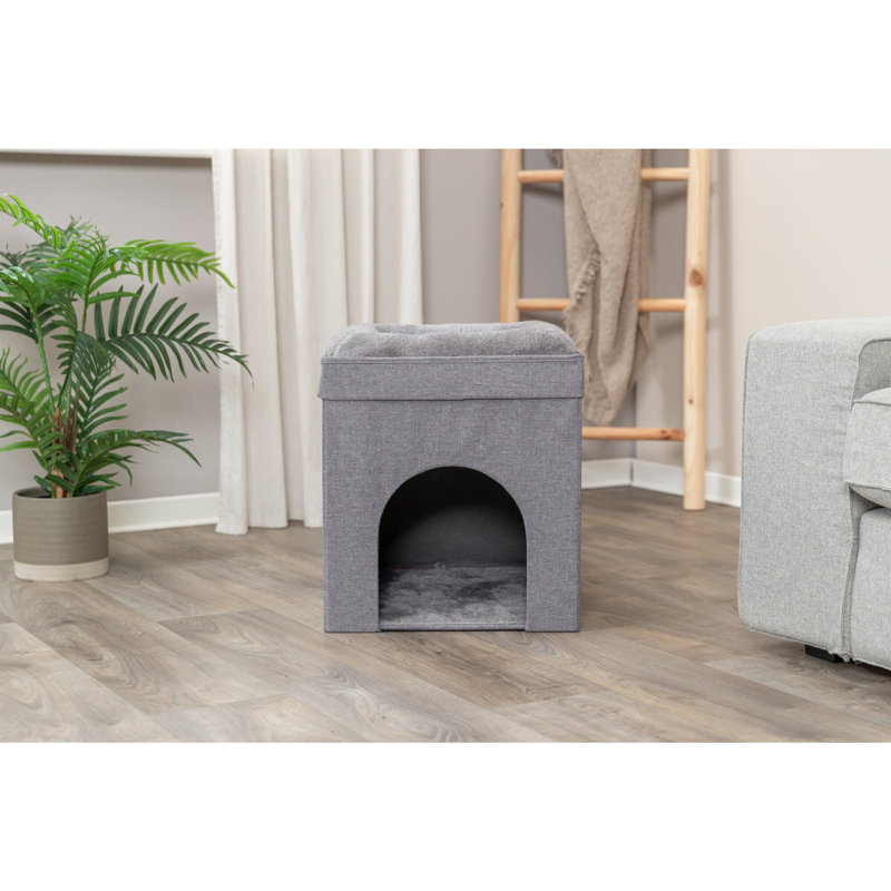 Habitation pour chat empilable en forme de cube, maisonnette pour chat d'intérieur avec grattoir, cachette pour chat pliable, 1 étage