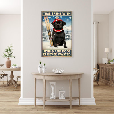 «Time Spent With Skiing And Dogs», reproduction d'art graphique sur toile tendue 1 pièce