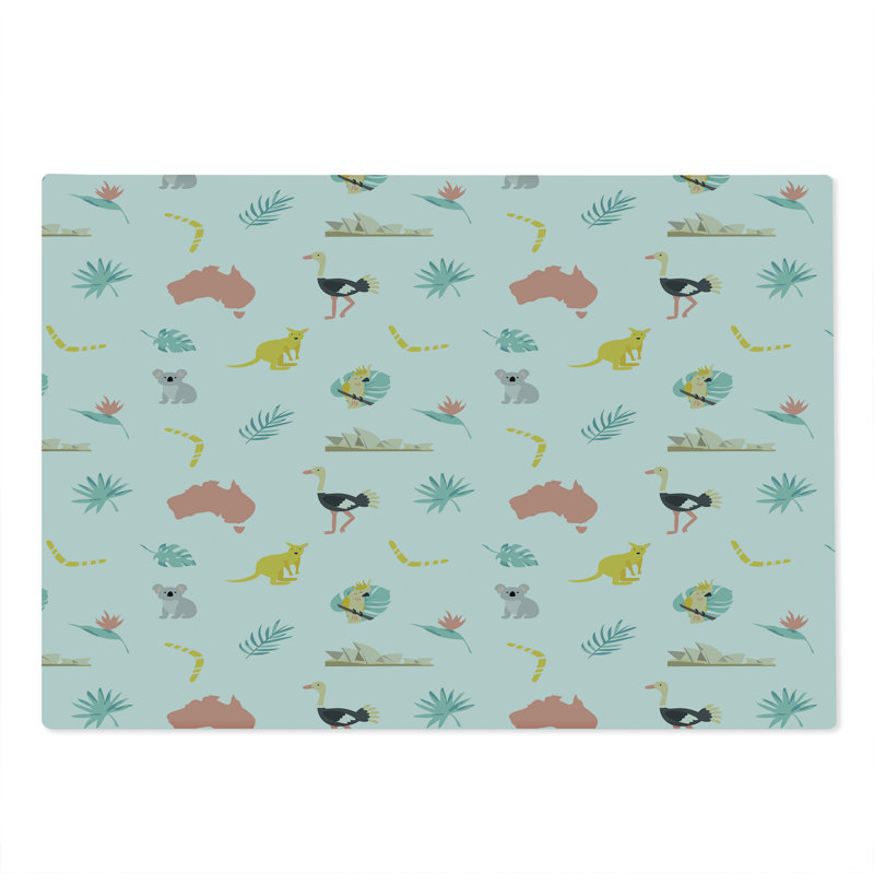 Ambesonne Australian Cutting Board Large Size Animals Map and Foliage Multicolor