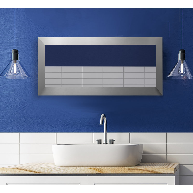 Miroir de salle de bain, Argent, 32 po x 33 po