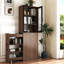 Armoire de rangement H 70,87 po, tablette de rangement coulissante à 4 niveaux et 2 portes en verre-1617758560