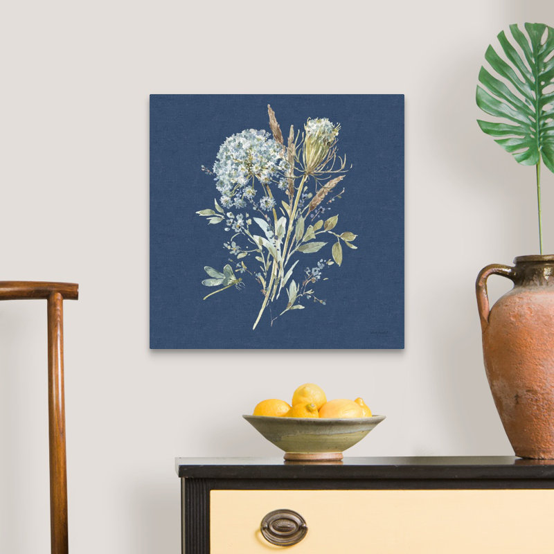 «Bohemian Blue 05 on Blue» par Lisa Audit - reproduction d'art, H 20 po x l 20 po x P 1,25 po, Toile tendue