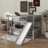 Low Bunk Beds, Kids Bunk Bed With Slide, Fence And Ladder, Wood Toddler Bunk Beds-1180852494-1189953101