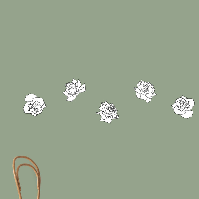 Décalcomanie murale à motif roses, H 6 po x l 6 po