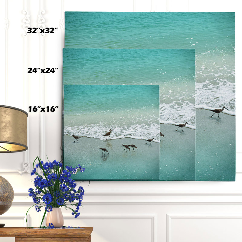 « sandpiper beach party » par nan, reproduction de photo sur toile tendue, H 32 po x l 32 po x P 1,5 po