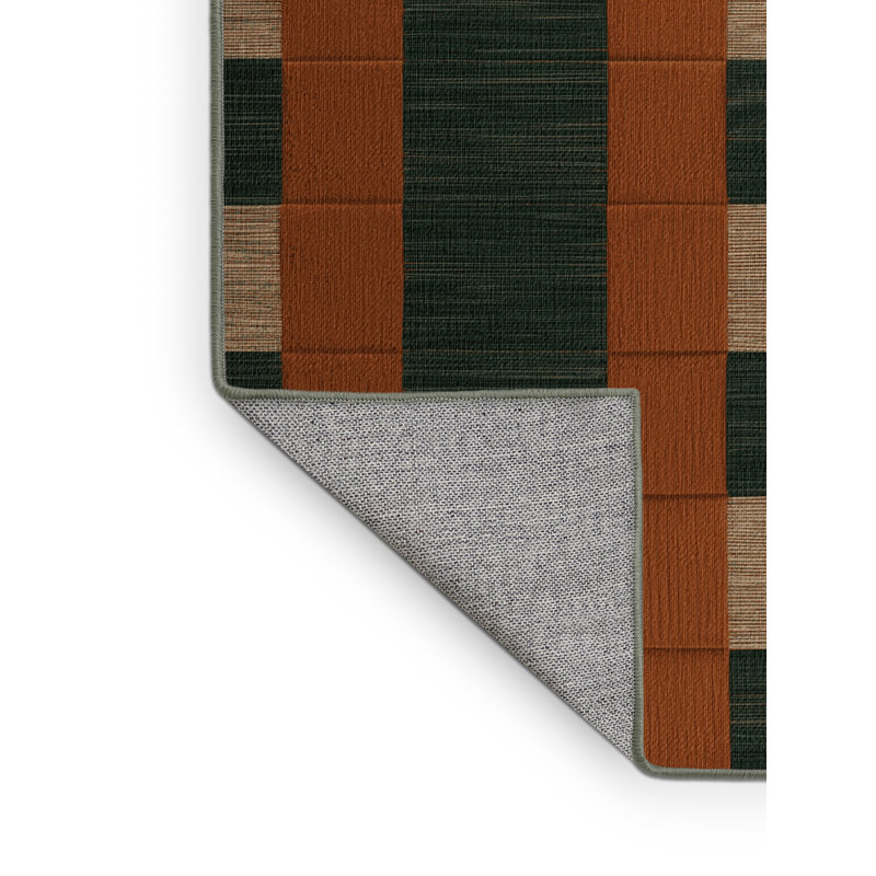Tapis vert à carreaux lavable à la machine, Rond 3 pi