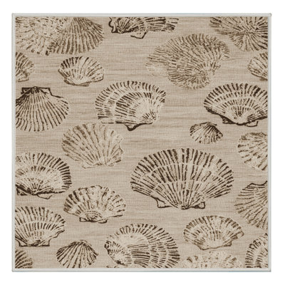 Washable Shell Impressions Coastal Area Rug