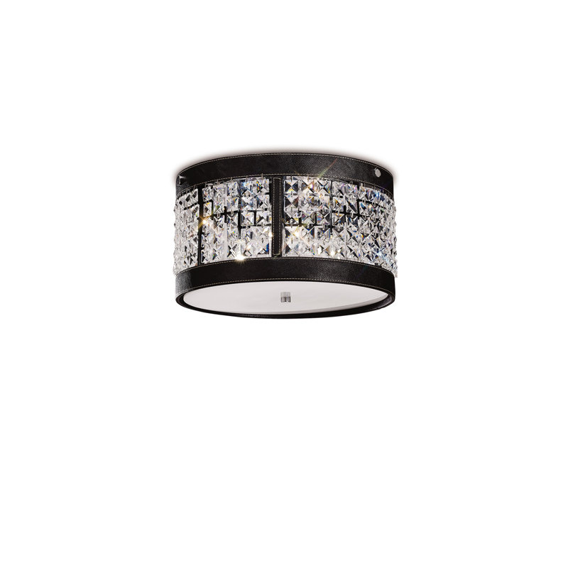 Faux Leather Flush Mount, Dark Brown