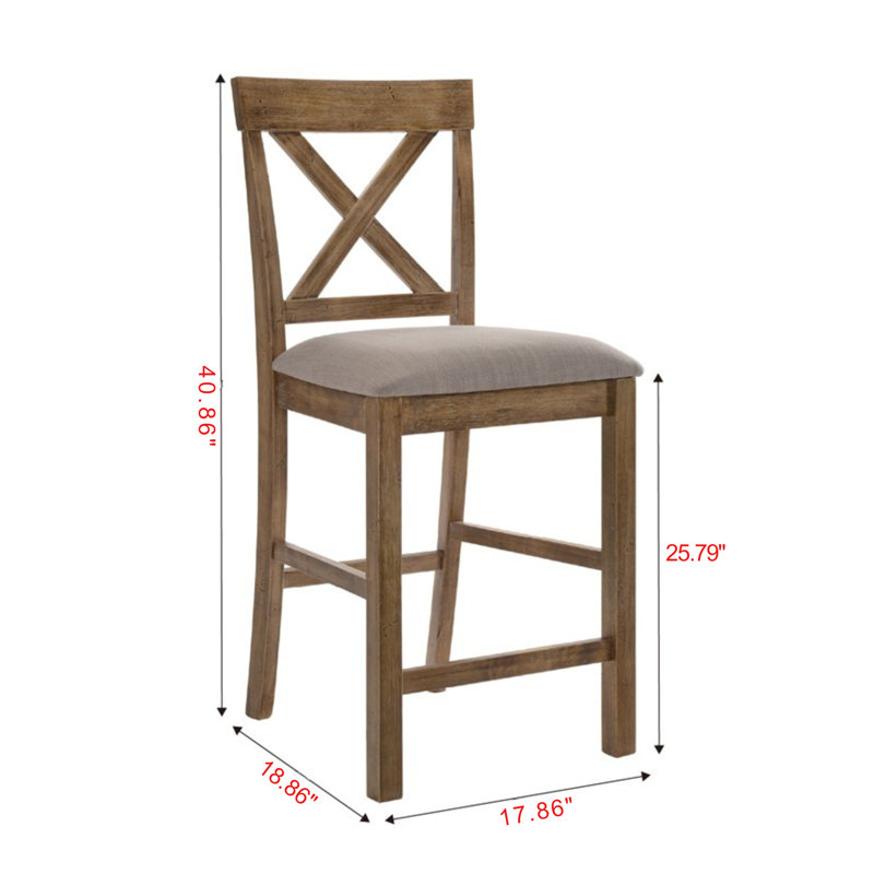 Guth Counter Height Chairs in Tan Linen and Weathered Oak (Set of 2)