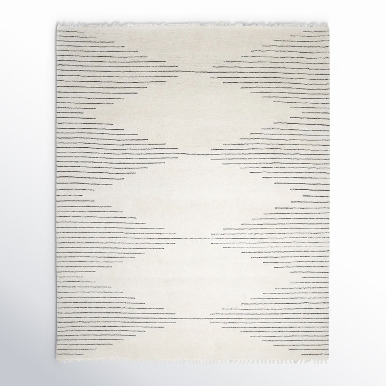 Thurman Geometric Hand-Knotted Area Rug in Parchment/Gray