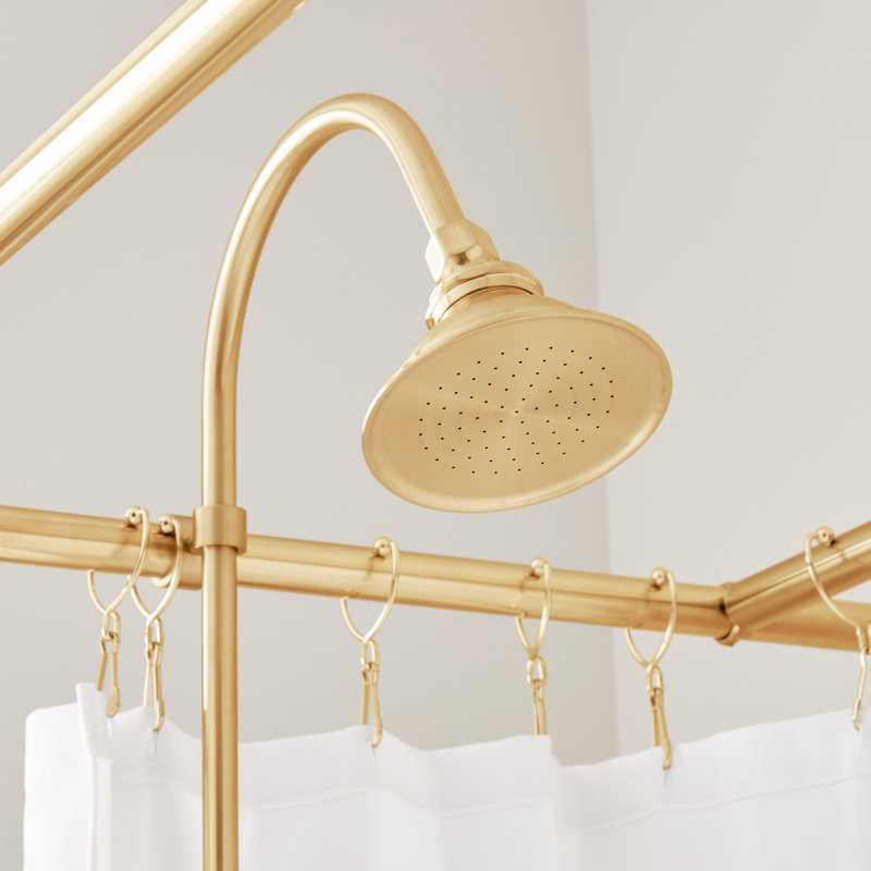 Gooseneck 60" Tub & Shower Faucet, Brushed Gold