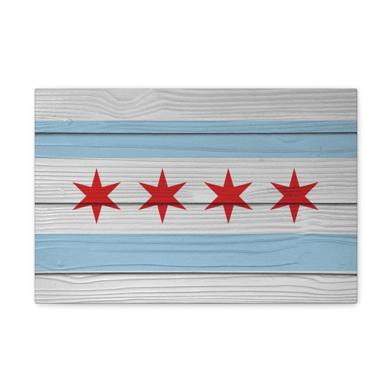 «Wooden Chicago Flag», art mural sur toile