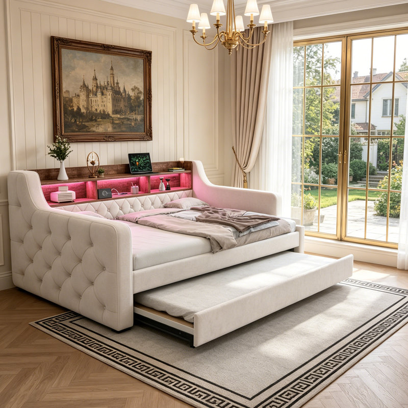 Upholstered Daybed, Beige
