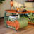 35.43"Green Solid Wood Mobile Coffee Table