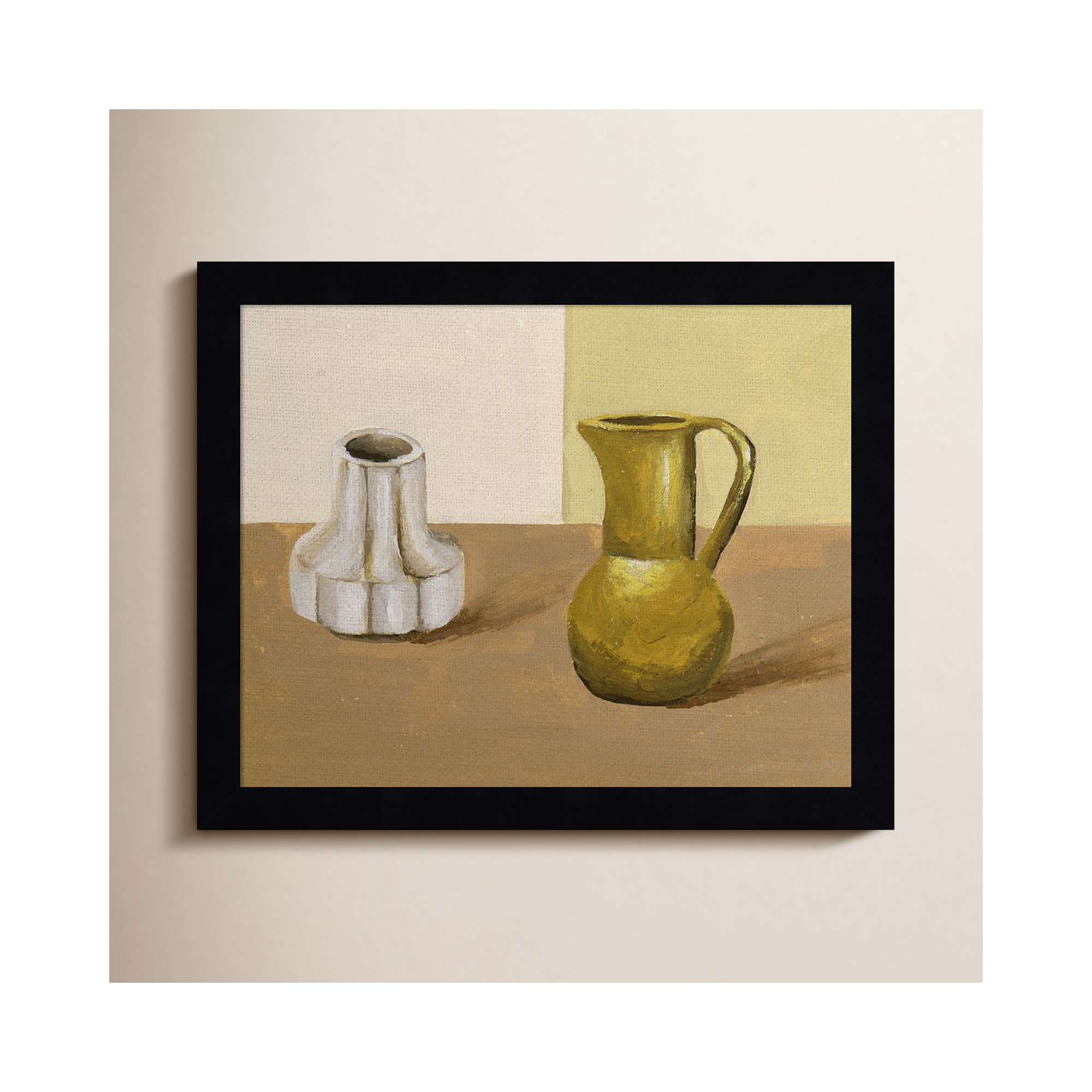 Vases I by Melissa Wang Wood Framed Wall Art Print, 11" H x 13" W, Black