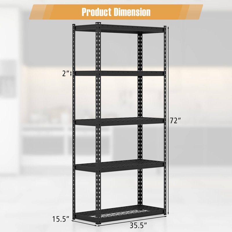 Martellis 106.5'' W Iron Height -Adjustable Shelving Unit, 72" H x 106.5" W x 15.5" D