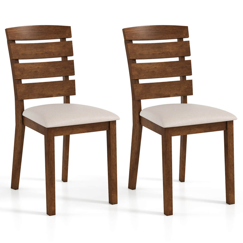Chaise de salle à manger rembourrée avec dossier haut à lattes, 2