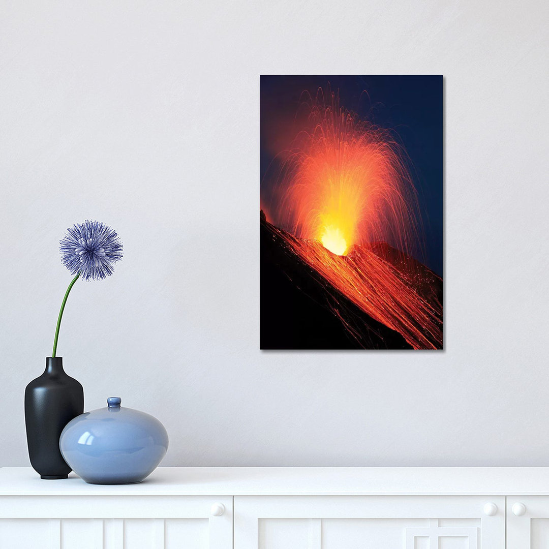 Strombolian Eruption Of Stromboli Volcano, Aeolian Islands by Richard Roscoe - Wrapped Canvas Print