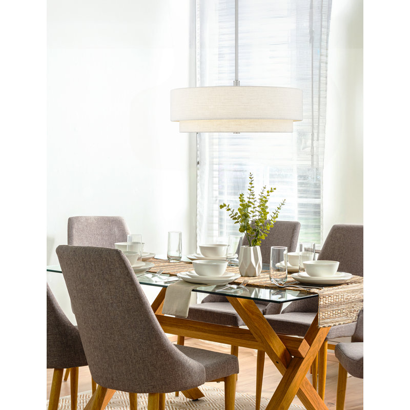 Textile - Luminaire suspendu cylindrique classique - Abat-jour en tissu, Blanc