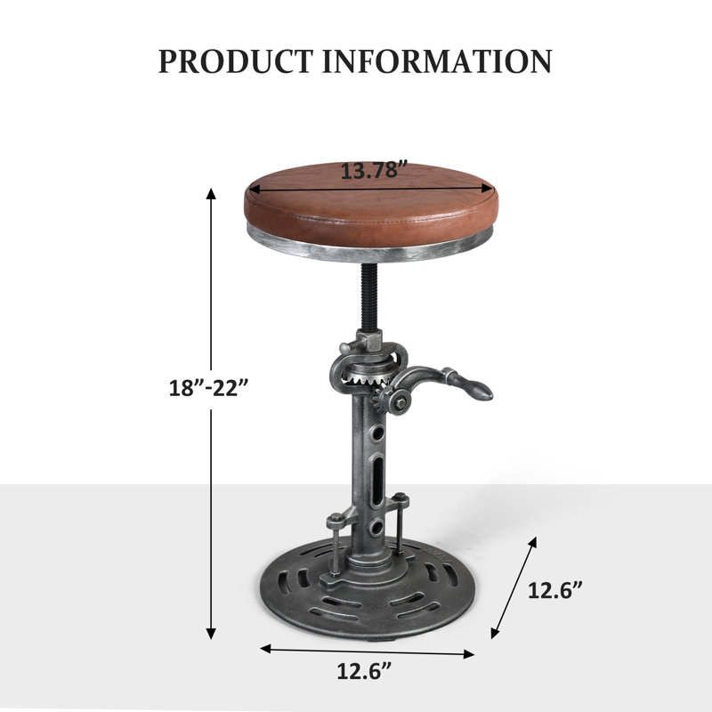 Jeptha Swivel Upholstered Adjustable Height Counter Stool with Metal Frame