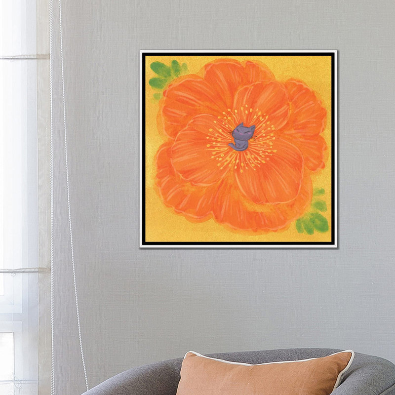 Coquelicot noir - reproduction d'art murale encadrée, H 26 po x l 26 po, Reproduction encadrée sans passe-partout, Blanc