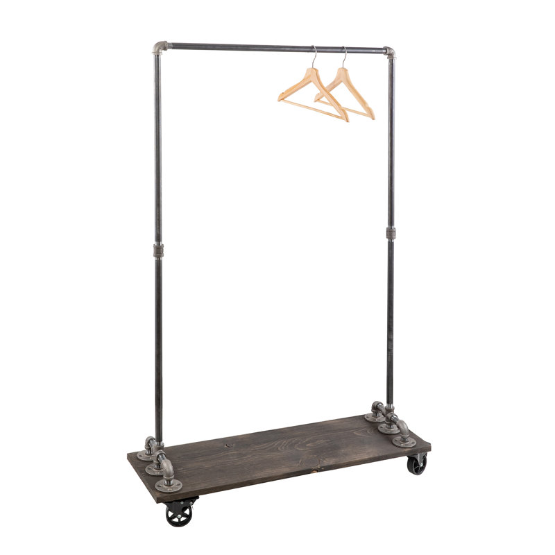 Gulnaz 36'' Metal Rolling Industrial Pipe Clothing Rack