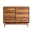 Style rétro, design biseauté, commode double à 6 tiroirs, brun, style chambre de garde-robe et 47,3 pouces de largeur, pour l'organisation du salon