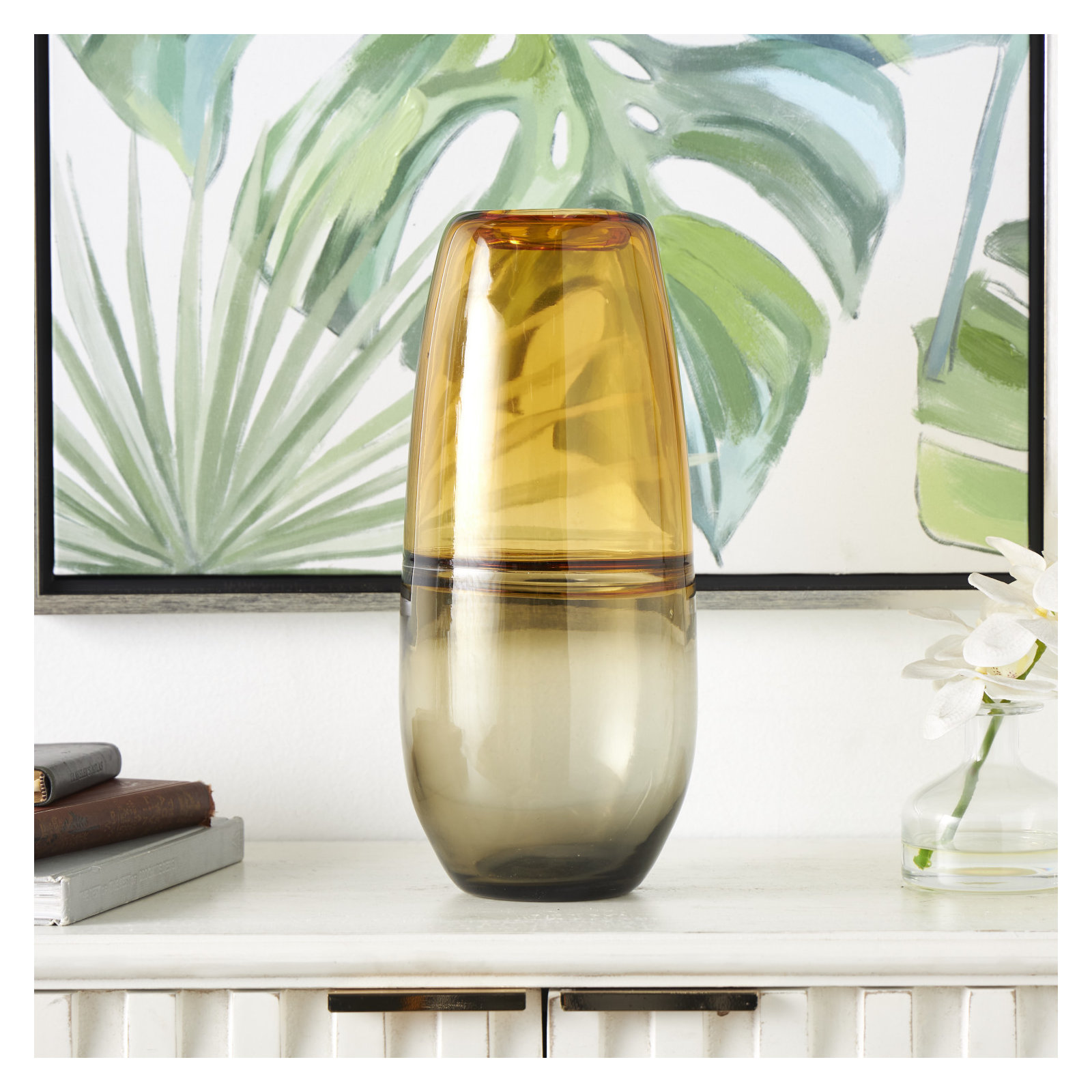 Glass Table Vase, 14.45" H x 6.35" W x 6.4" D