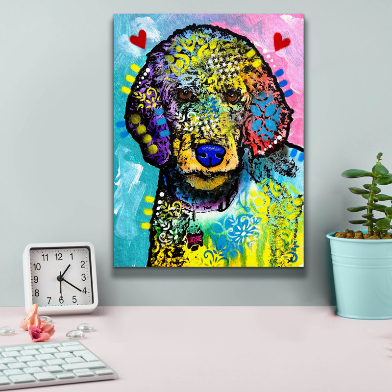 «Curly Jose» par Dean Russo, art mural sur toile, H 16 po x l 12 po x P 0,75 po