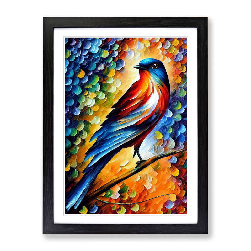 Beautiful Bird No.5 - Single Picture Frame Painting, Black Framed, 64cm H x 46cm W x 2cm D