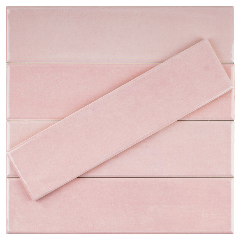 Carrelage mural en céramique polie 2,95 po x 11,81 po Cyra, Rose