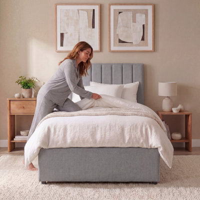 Fabric Ottoman Bed Frame With Hydraulic Lift-Up Storage, Slatted Base, Modern Design
