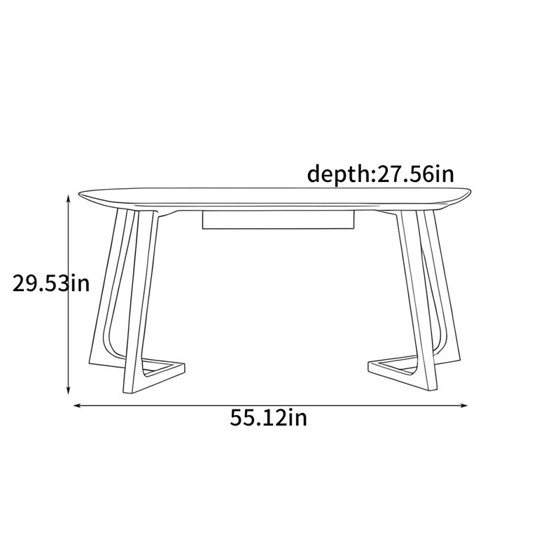 Bureau de luxe moderne, H 29,53 po x l 55,12 po x P 27,56 po