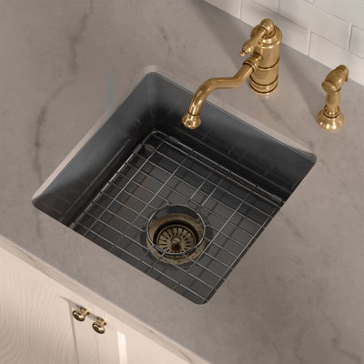 Whitehaus undermount/drop-in single bowl fireclay kitchen sinks, stainless steel grid included